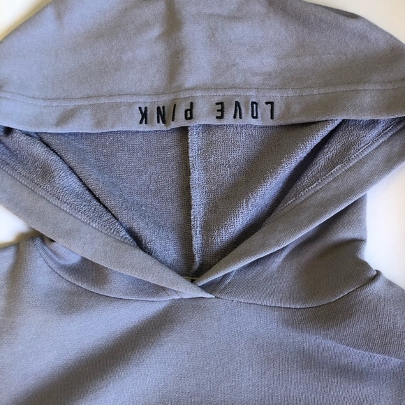 Purple Cropped Pink Hoodie with Lace Detailing - Picture 6 of 8